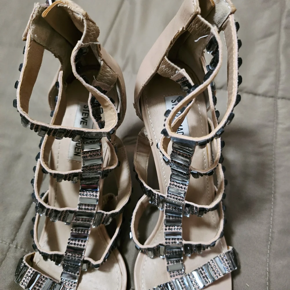 Steve Madden Women's Strappy Heels - Nude and Silver